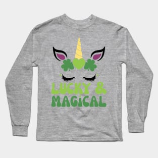 Lucky & Magical St. Patrick's Day Unicorn Long Sleeve T-Shirt